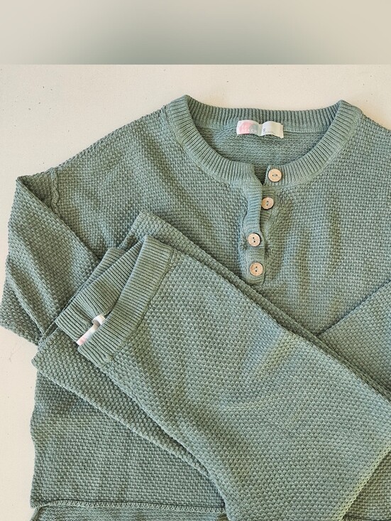 FP Beach Pants - Free People Beach Hailee Sweater Set Women's XS Green Knit Lounge Top Pants